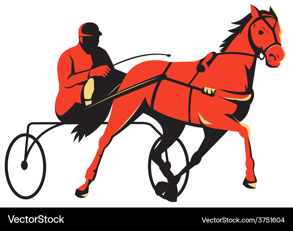 Harness Racing Horse Cart vector image