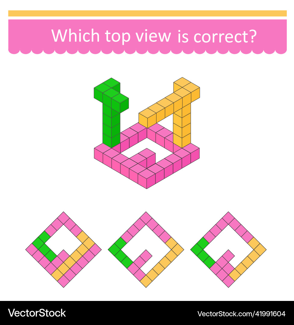 Logic game find the correct top vew of cubes Logic game find the correct top vew of cubes vector image