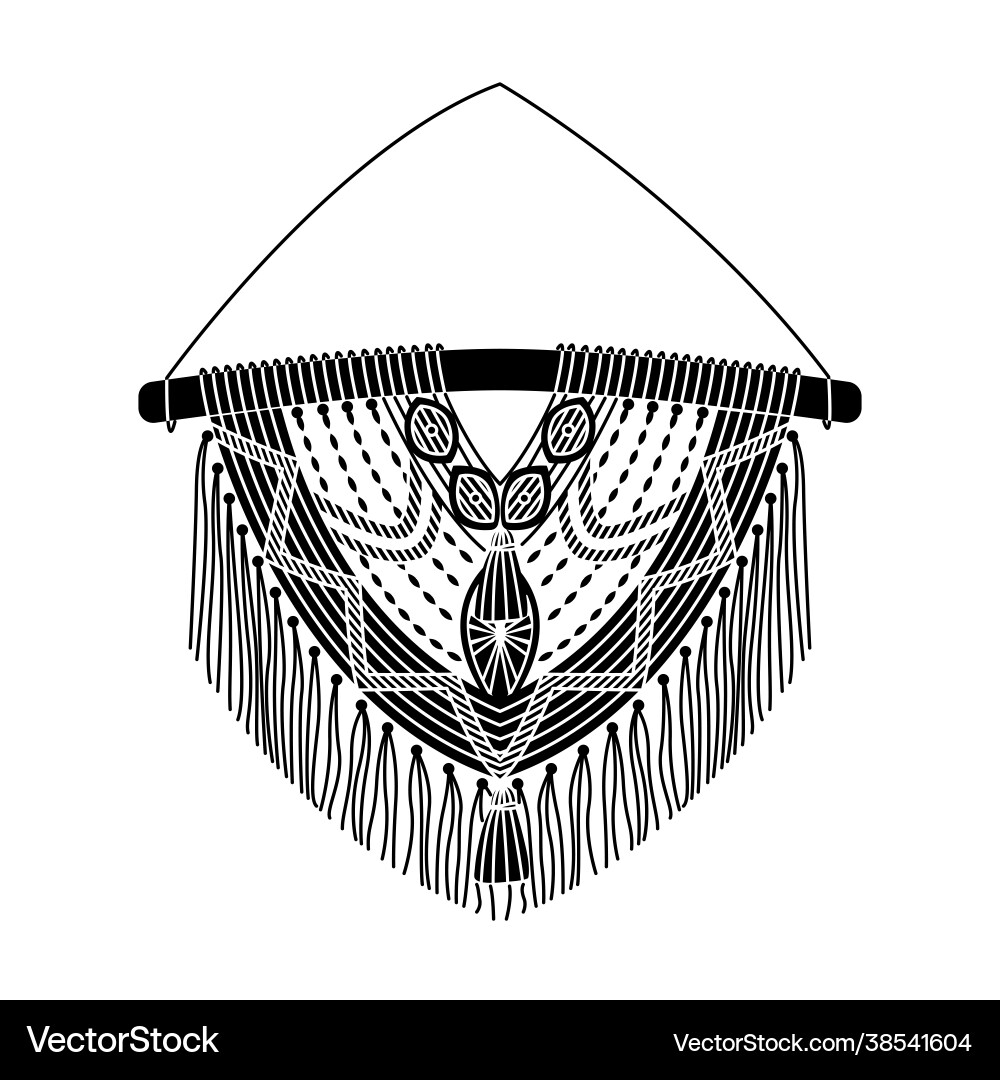 Macrame mural in boho style simple Macrame mural in boho style simple vector image