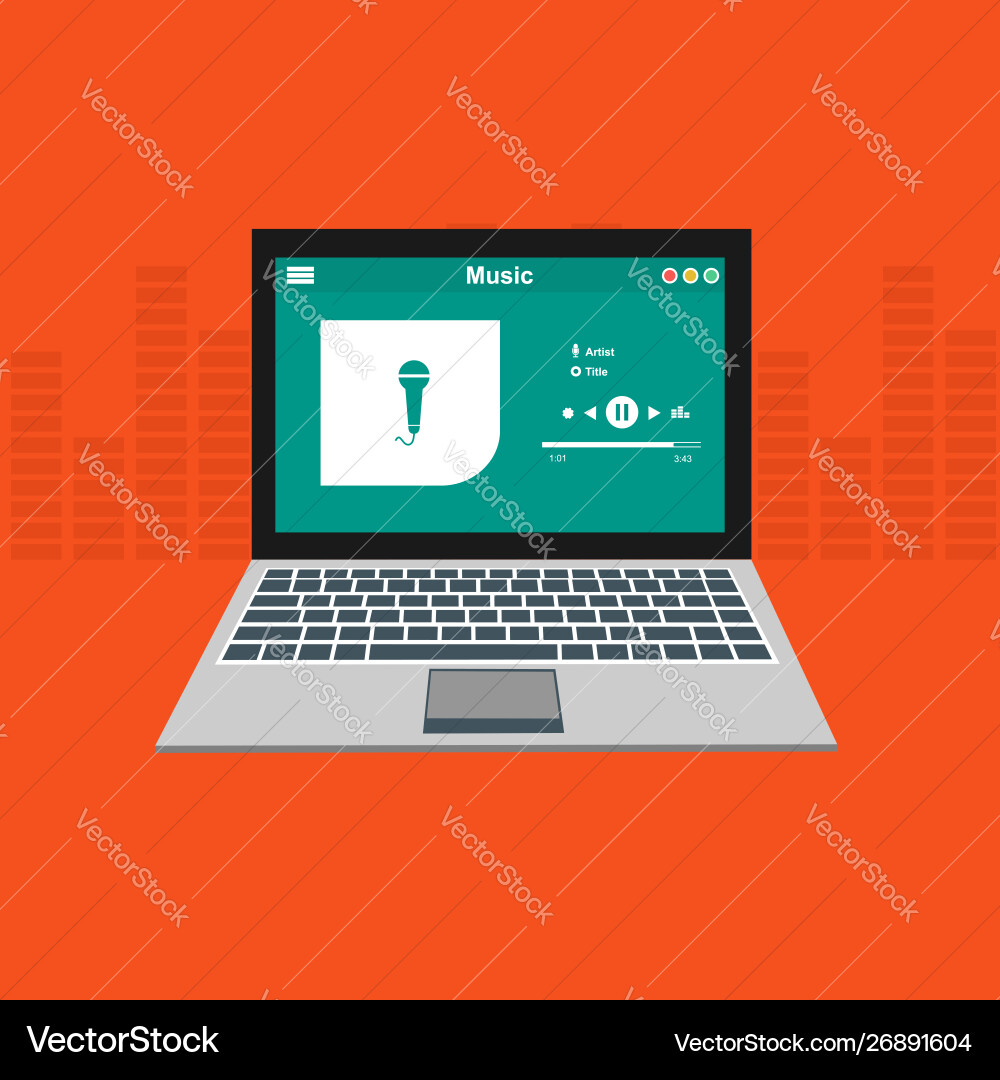 Media player application app template with flat Vector Image