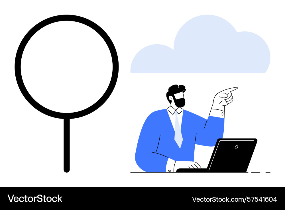 Modern worker pointing to cloud computing Modern worker pointing to cloud computing vector image