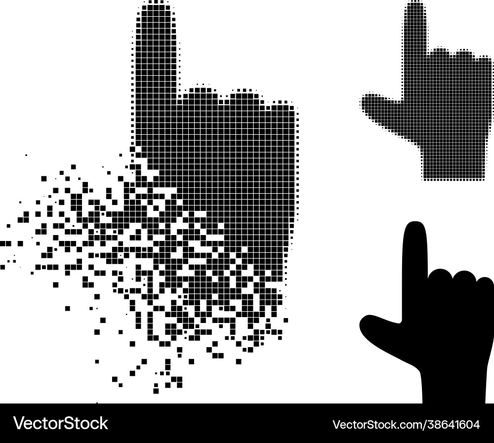 Moving and halftone dotted hand pointer up icon Moving and halftone dotted hand pointer up icon vector image