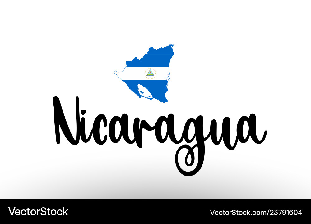 Nicaragua country big text with flag inside map Vector Image