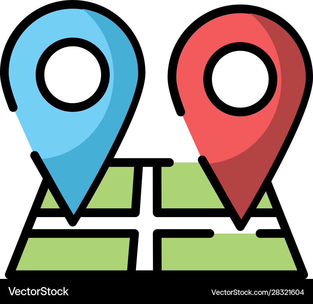 Paper map guide with pins location icon vector image