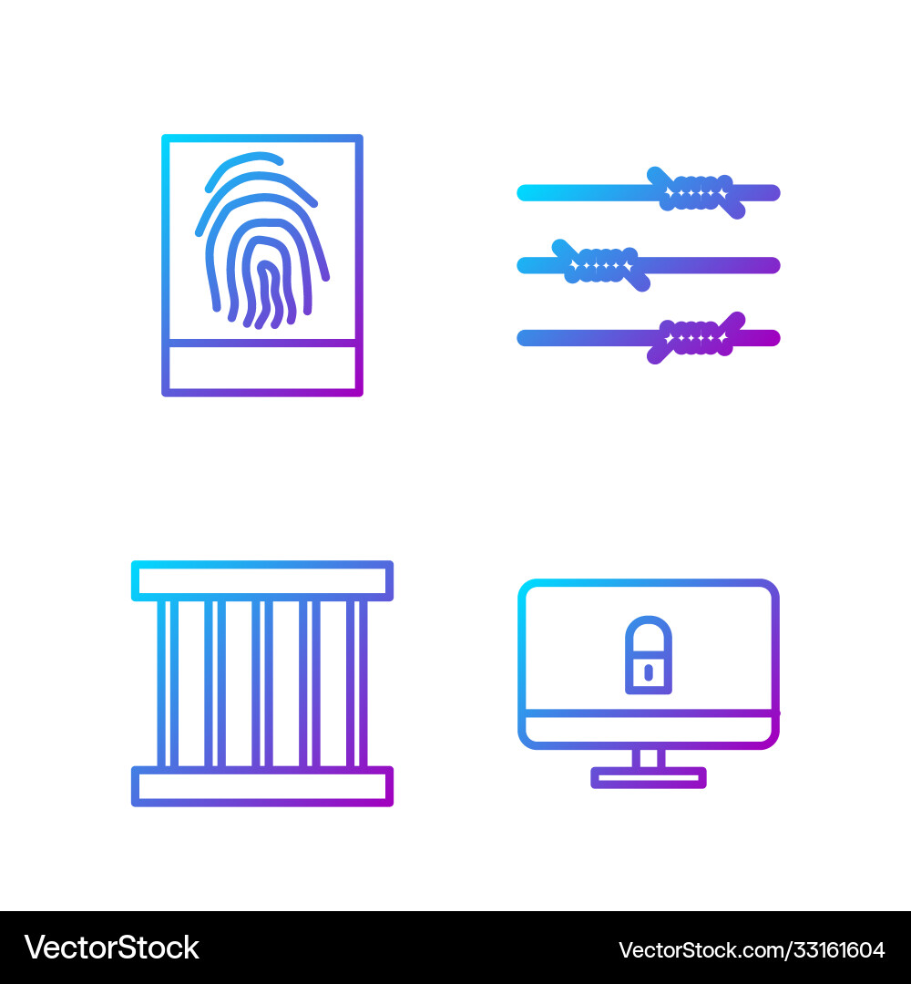 Set line lock on computer monitor prison window Set line lock on computer monitor prison window vector image