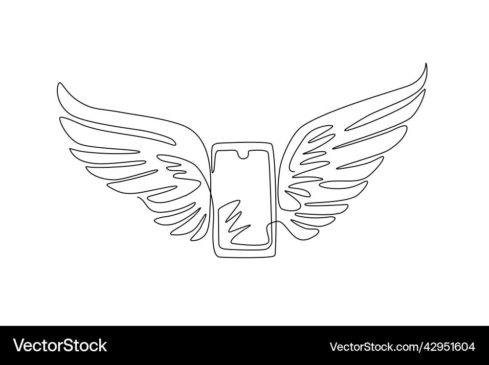 Single continuous line drawing new smart mobile Vector Image