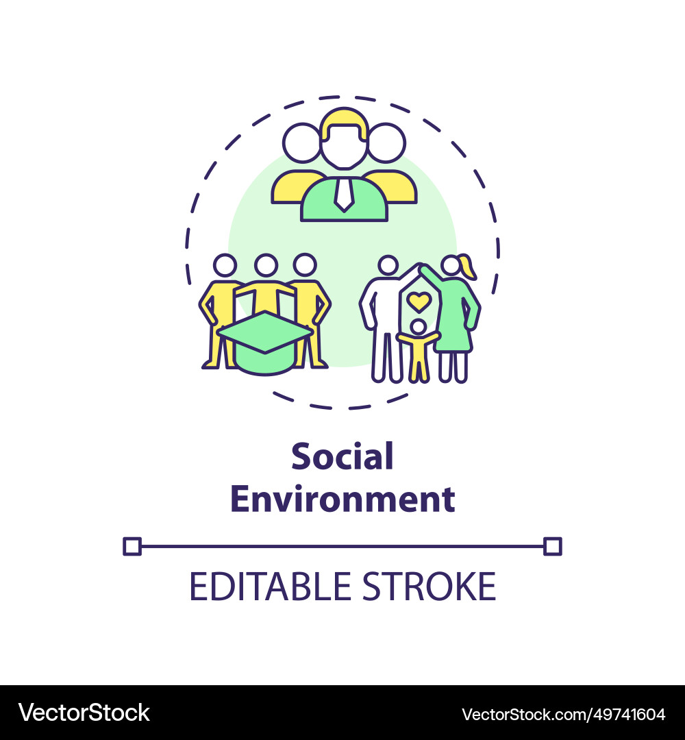 Thin line simple colorful social environment icon Thin line simple colorful social environment icon vector image
