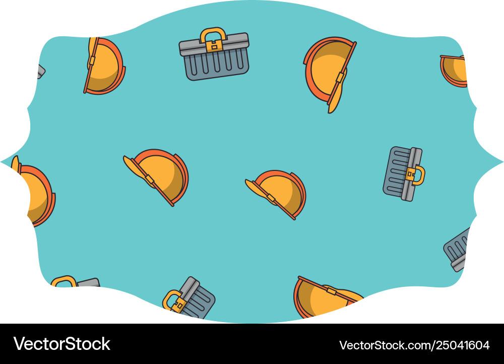 Toolbox and helmet label frame Toolbox and helmet label frame vector image