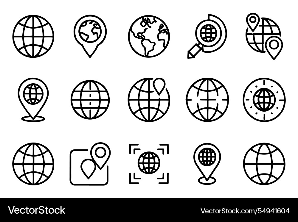 World map to location related editable stroke Vector Image