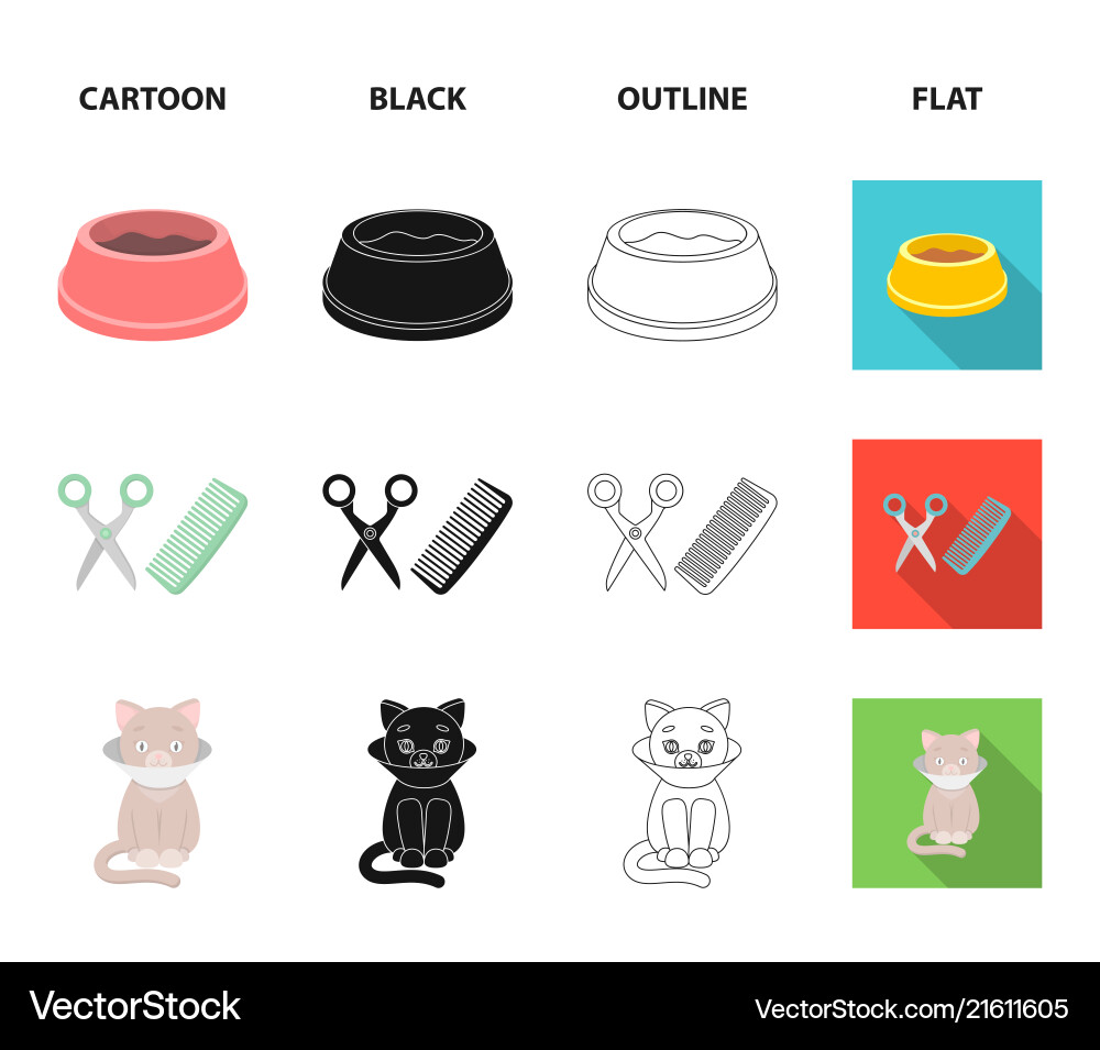 A bowl with food haircut for cat sick Vector Image