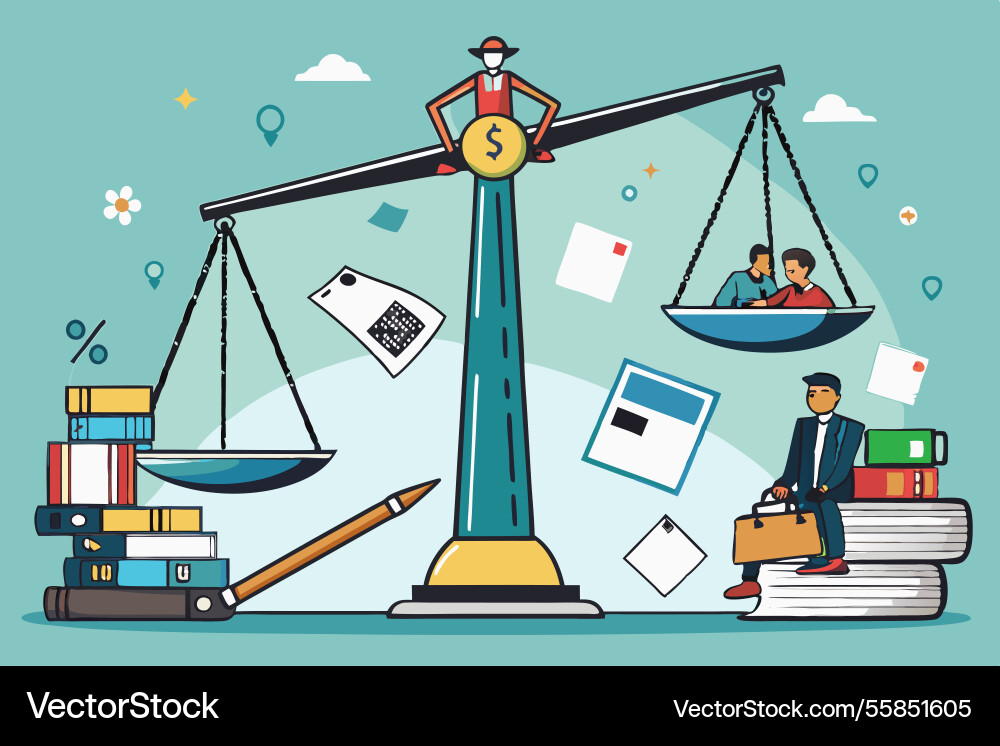 A symbolic image of balance scale showing Vector Image