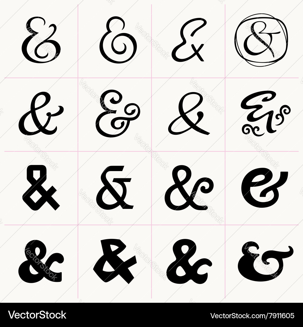 Amper Sand Script Collection Vector Image