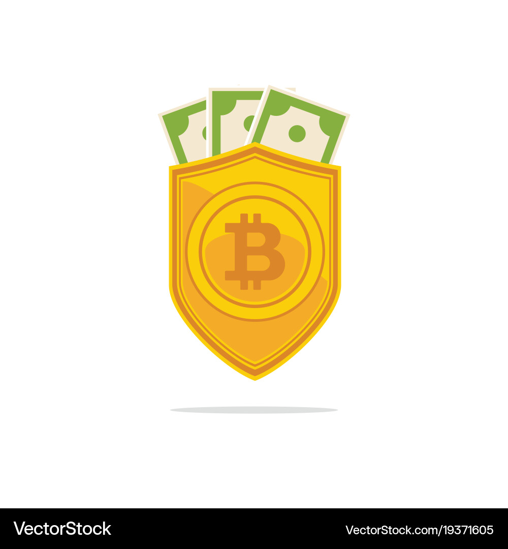 Bitcoin trust symbol on the shield line icon – Royalty-Free Vector |  VectorStock