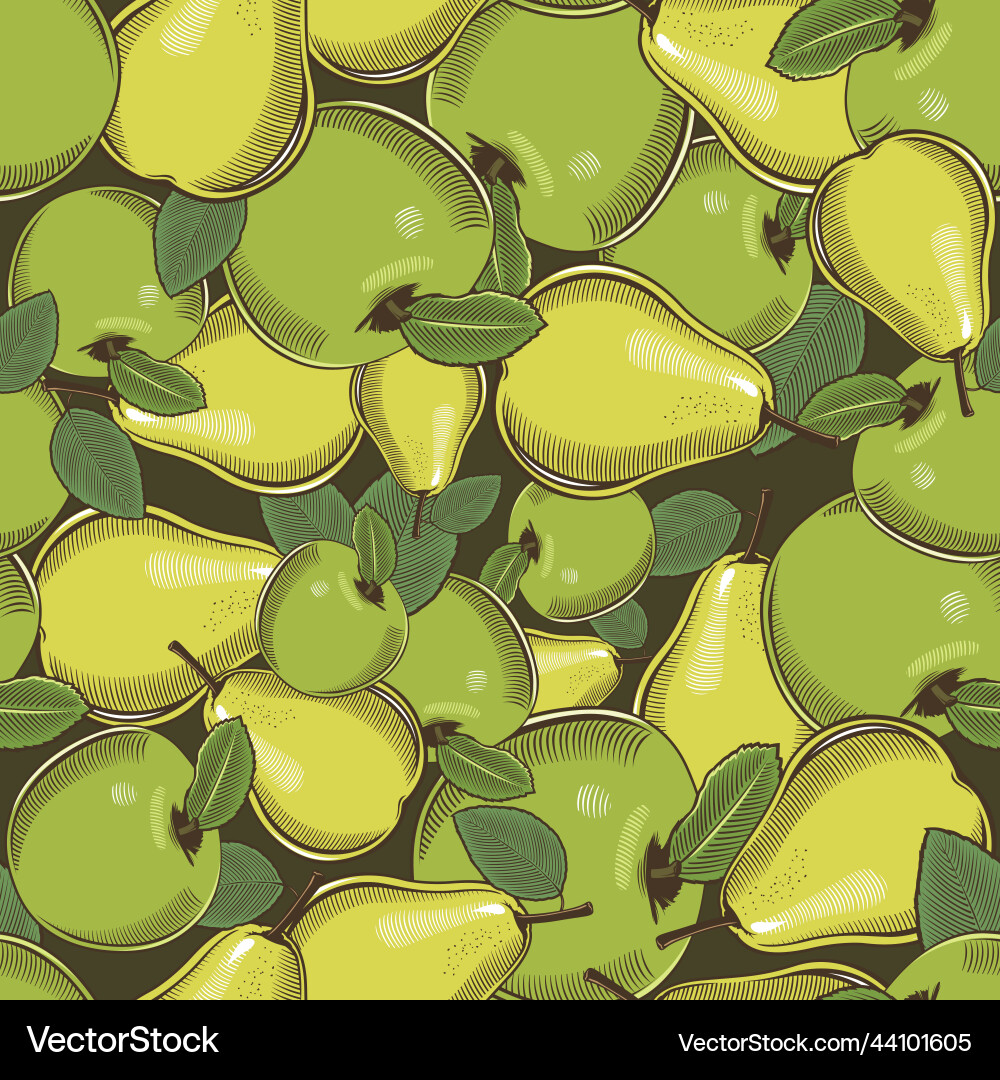 Colored seamless pattern with green apples Vector Image
