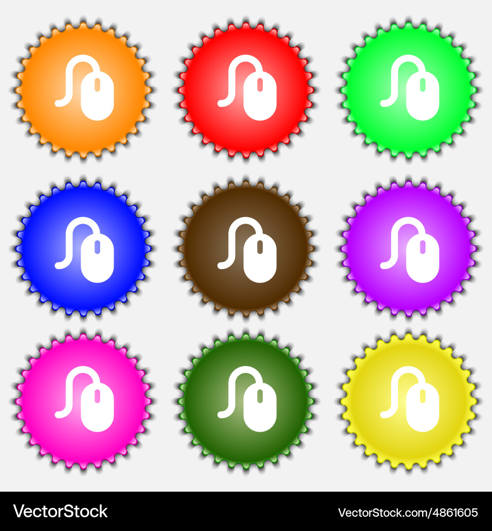 Computer mouse icon sign a set of nine different vector image