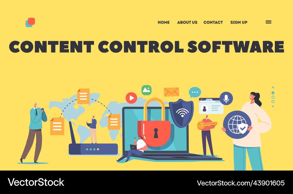 Content control software landing page template Vector Image