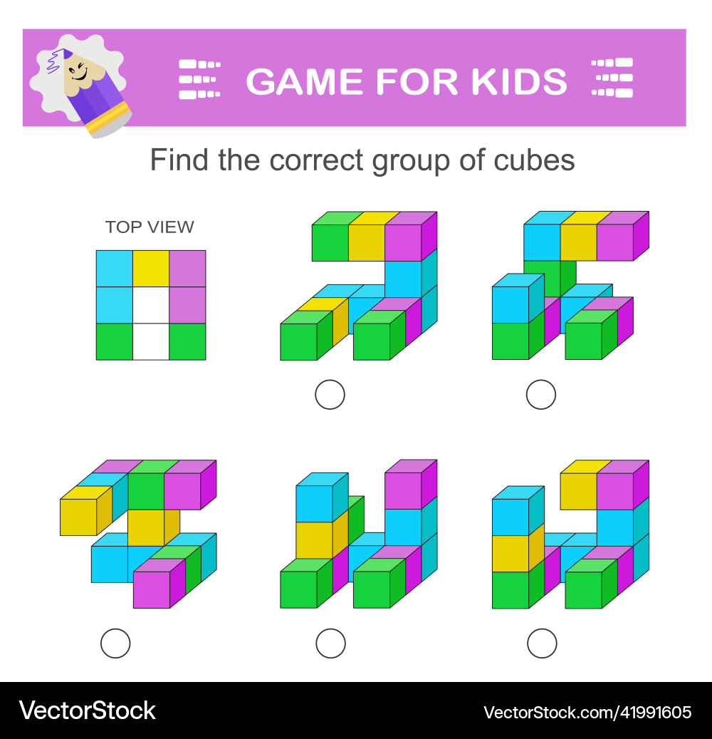 Cube Group Matching Puzzle vector image