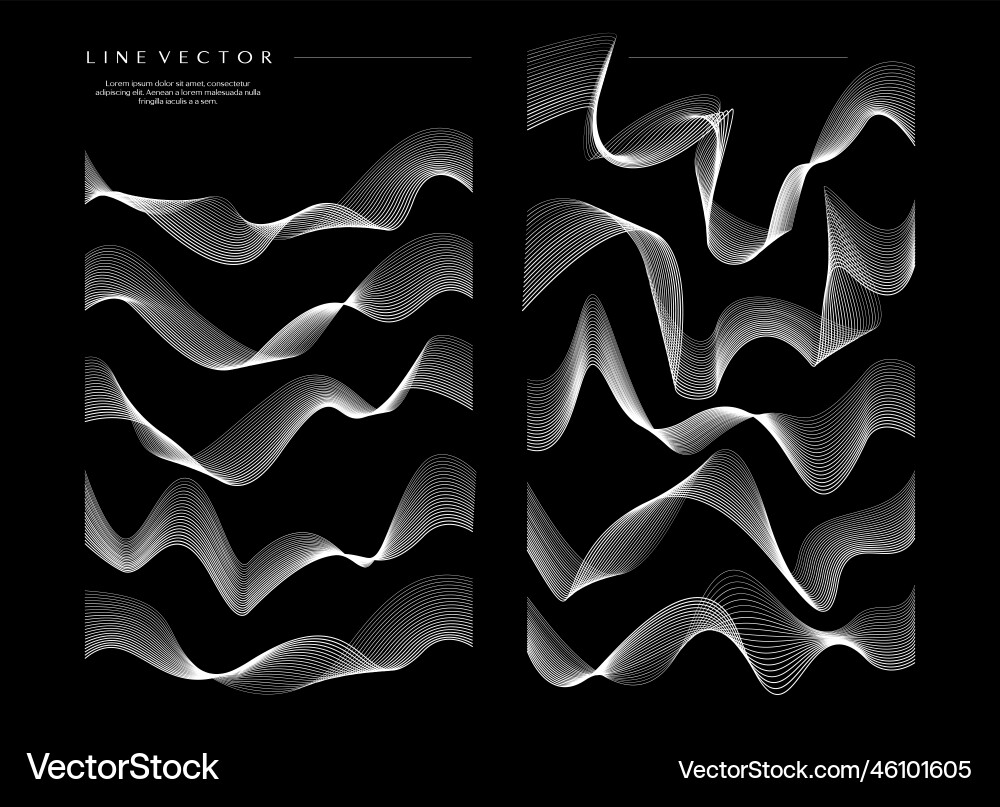 Digital wave form blend line design bundle vector image