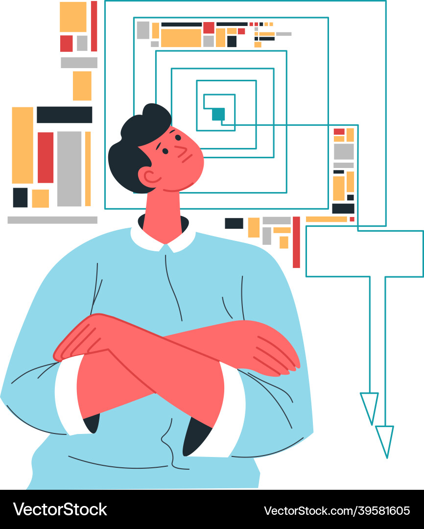 Engineer making project thinking on schemes Engineer making project thinking on schemes vector image