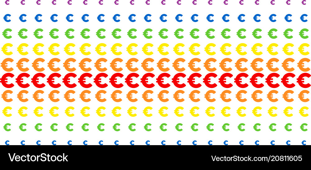 Euro shape halftone spectrum array Euro shape halftone spectrum array vector image