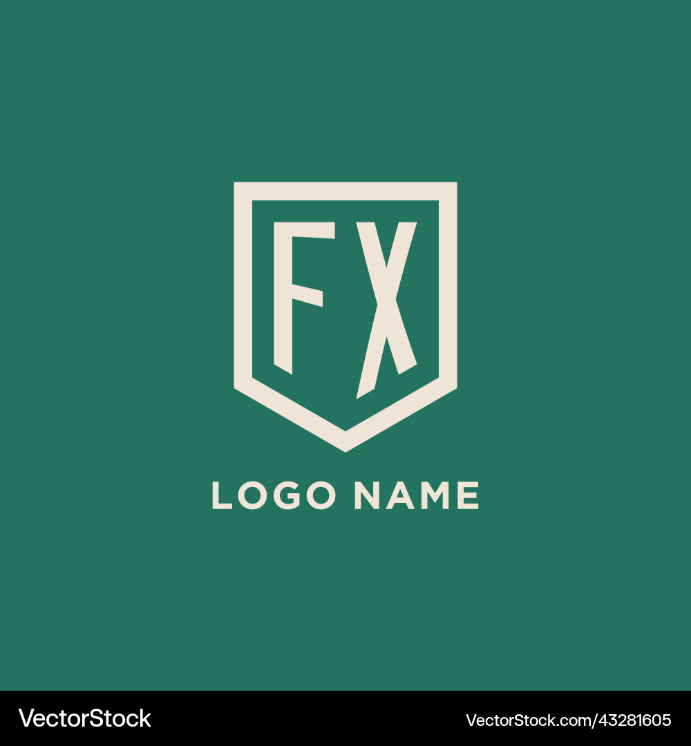 Fx initial logo monogram shield geometric shape Fx initial logo monogram shield geometric shape Vector Image