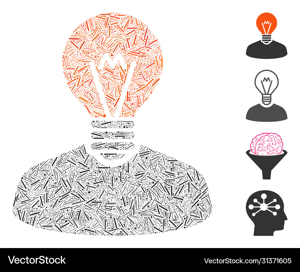 Linear inventor icon mosaic Linear inventor icon mosaic vector image