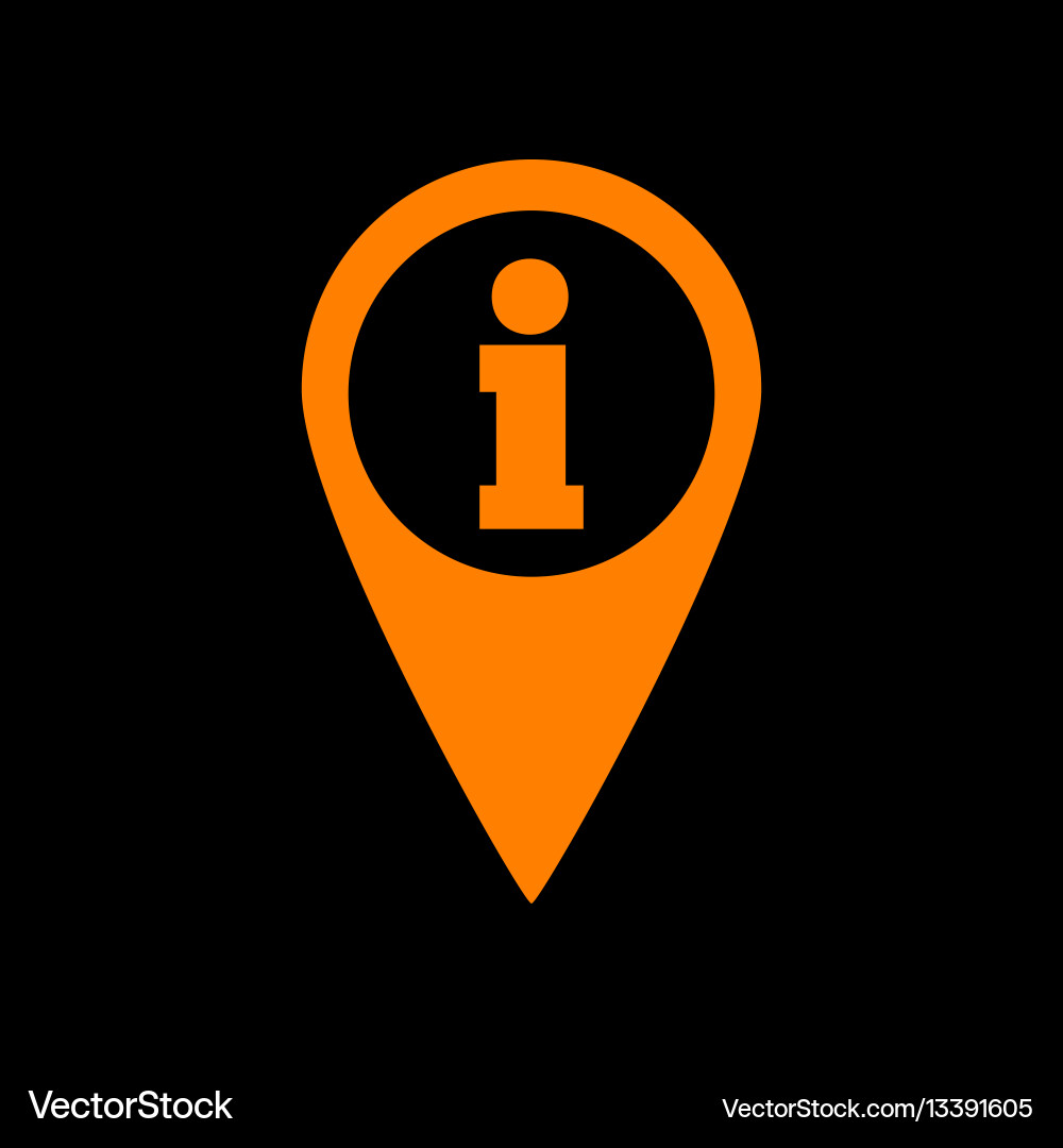 Map pointer with information sign orange icon Vector Image