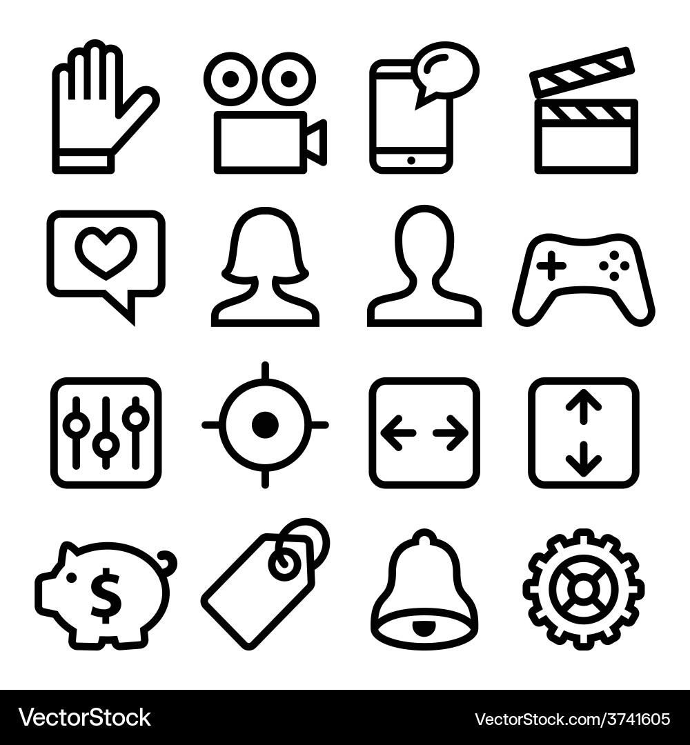 Menu Navigation Icons - Line Style vector image