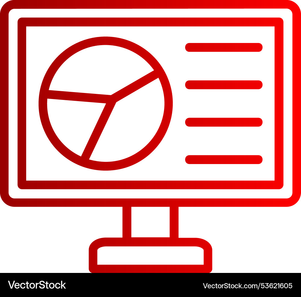 Pie chart line gradient icon vector image