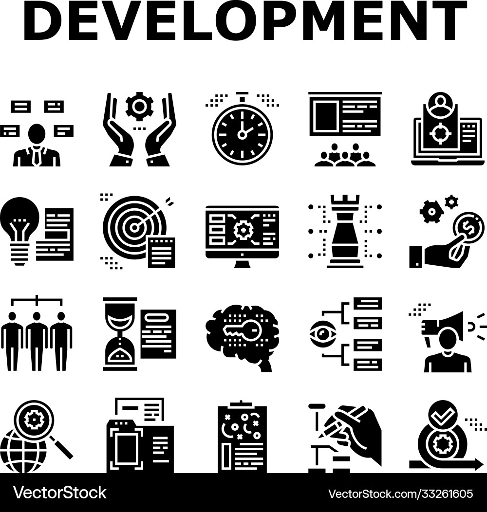 Project development collection icons set Vector Image