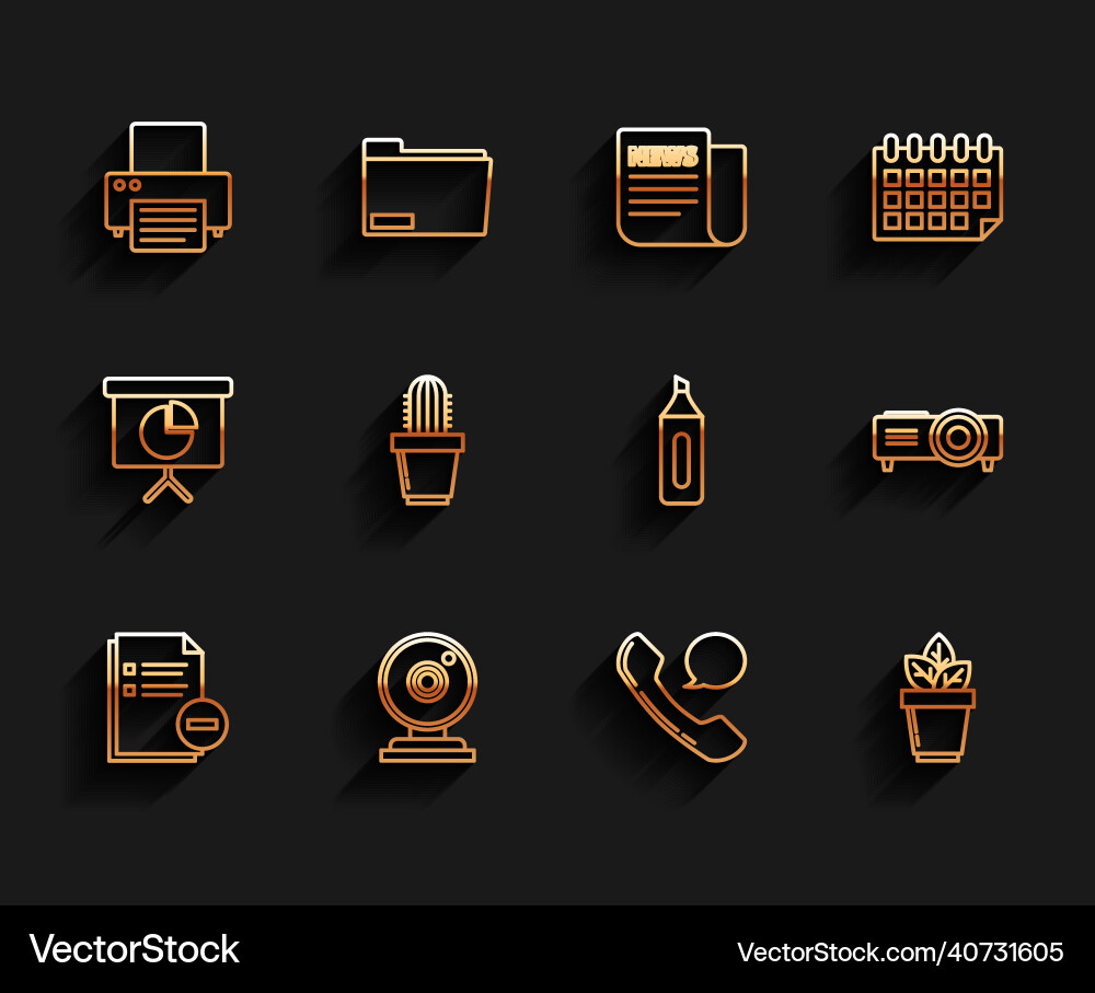 Set line document with minus web camera printer Set line document with minus web camera printer vector image