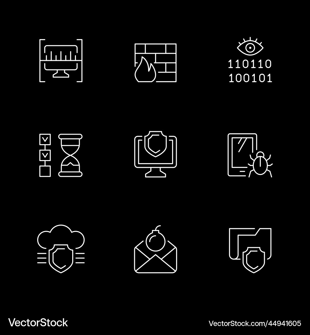 Set line icons of cyber security vector image