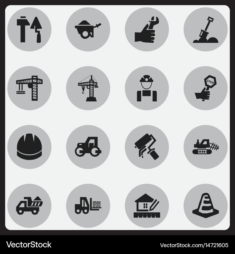 Set of 16 editable structure icons includes Vector Image