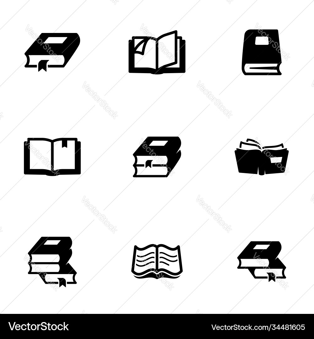 Set simple icons on a theme books and reading Set simple icons on a theme books and reading vector image