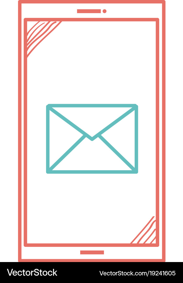 Smartphone device with envelope Vector Image