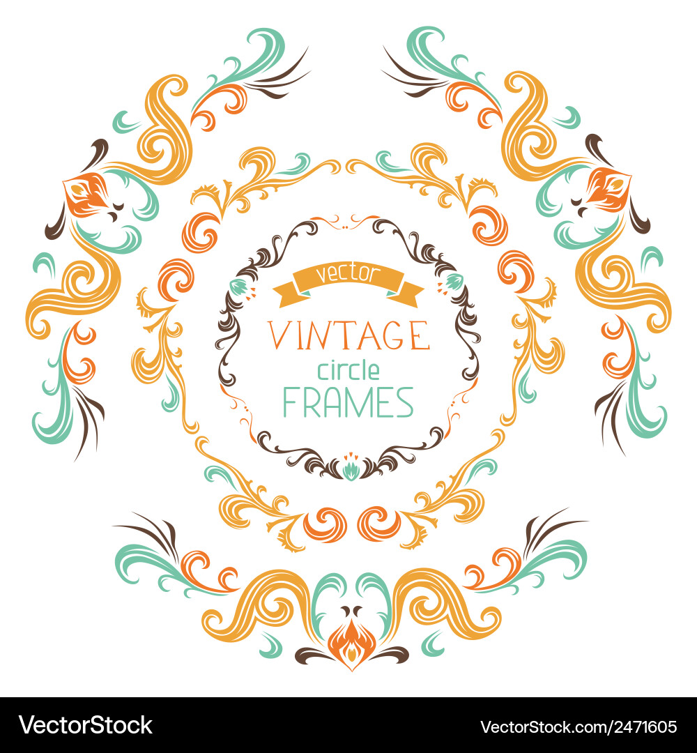 Vintage Round Frame Set Vector Image