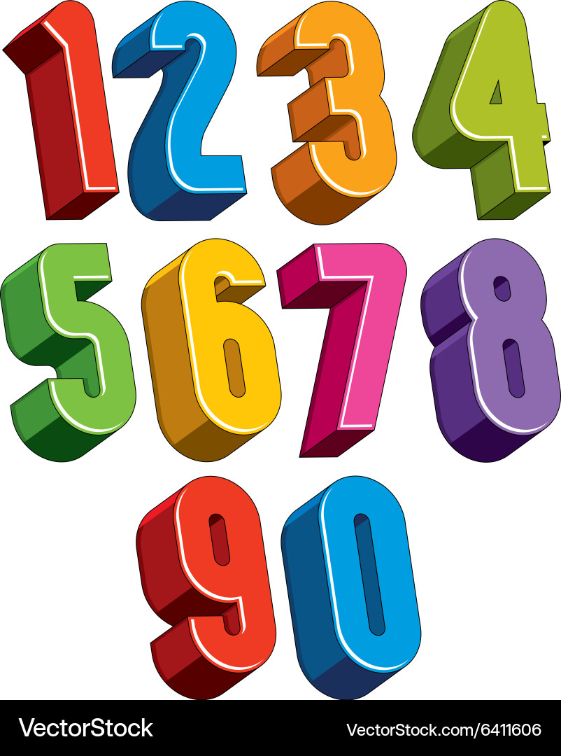 3d numbers set made with round shapes Vector Image