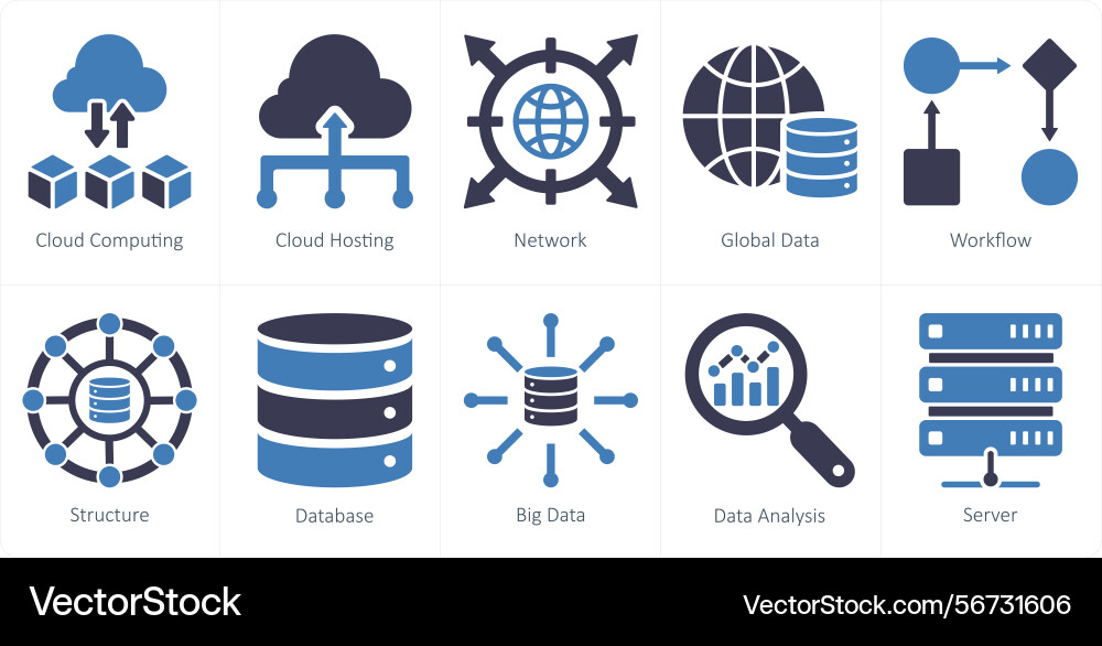 A set of 10 data analytics icons as cloud vector image
