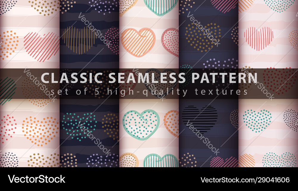 Abstract heart - set seamless pattern Abstract heart - set seamless pattern Vector Image