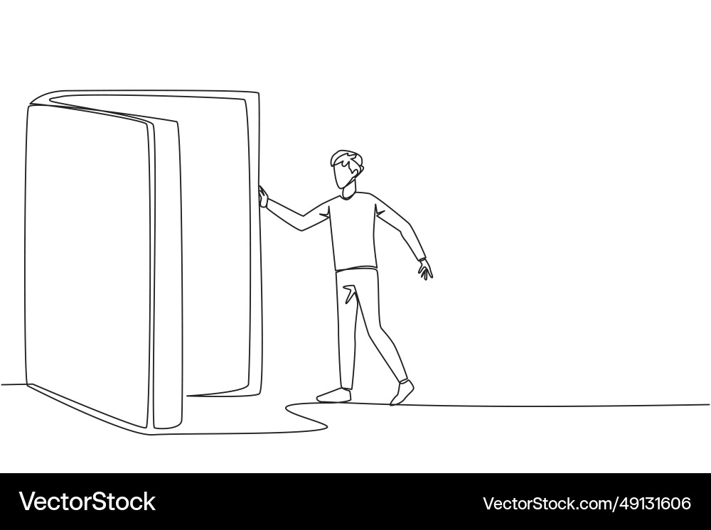 Continuous one line drawing man open Vector Image