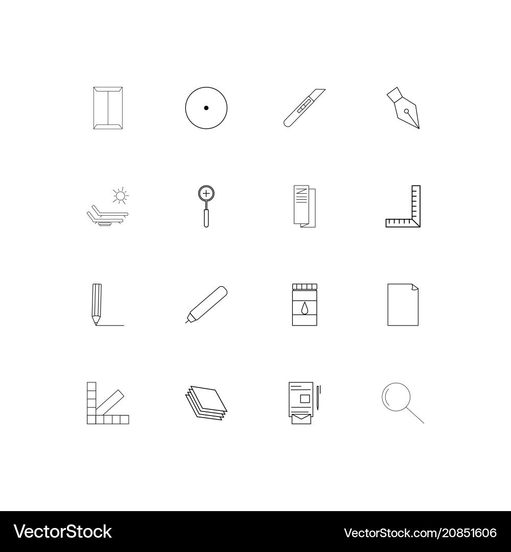 Creative process and design linear thin icons set vector image