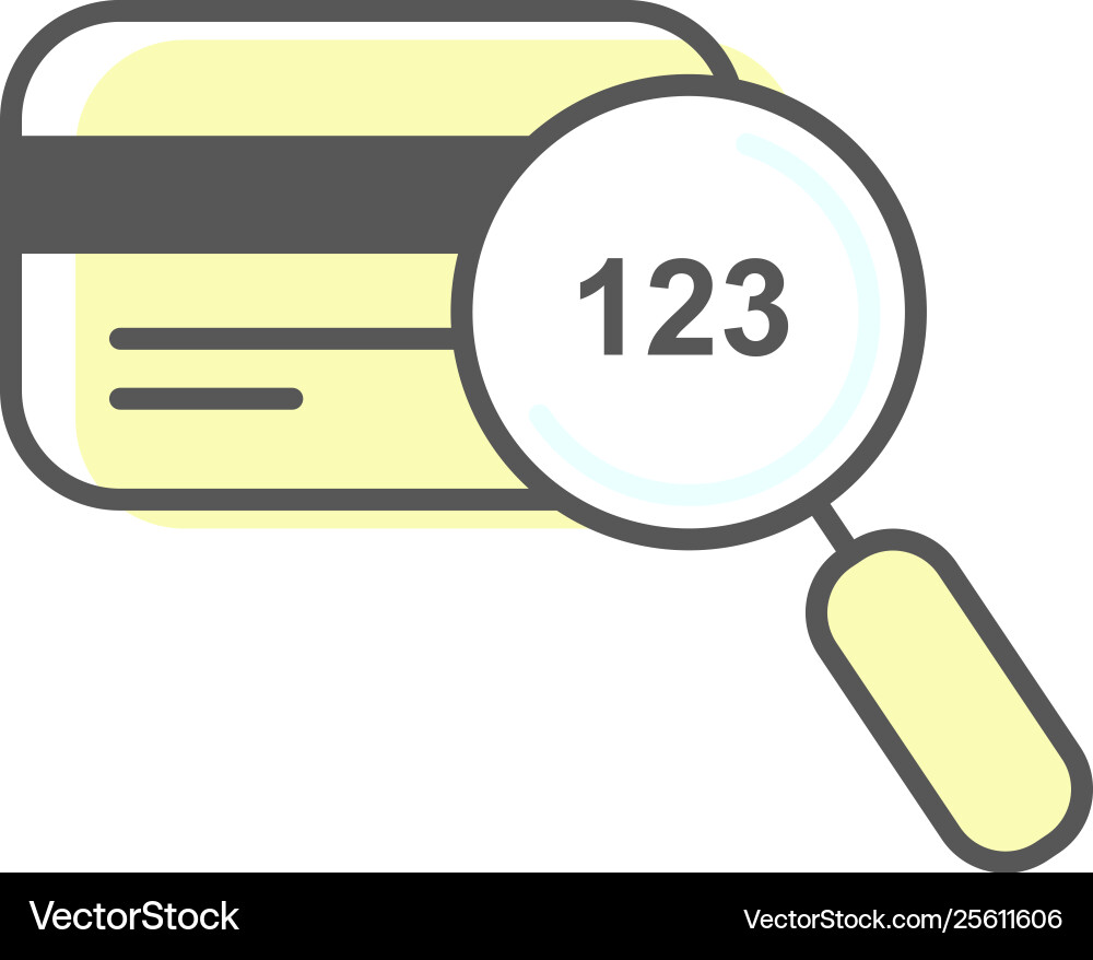 Cvv code icon sample - credit card and magnifying vector image