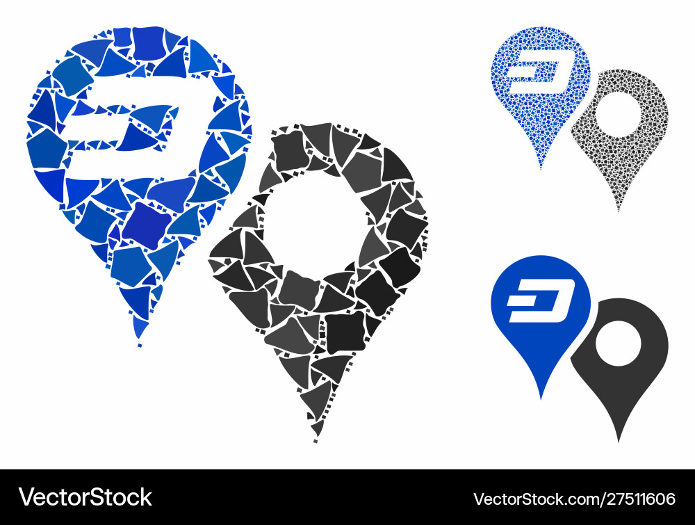 Dashcoin map pointers mosaic icon humpy Dashcoin map pointers mosaic icon humpy vector image