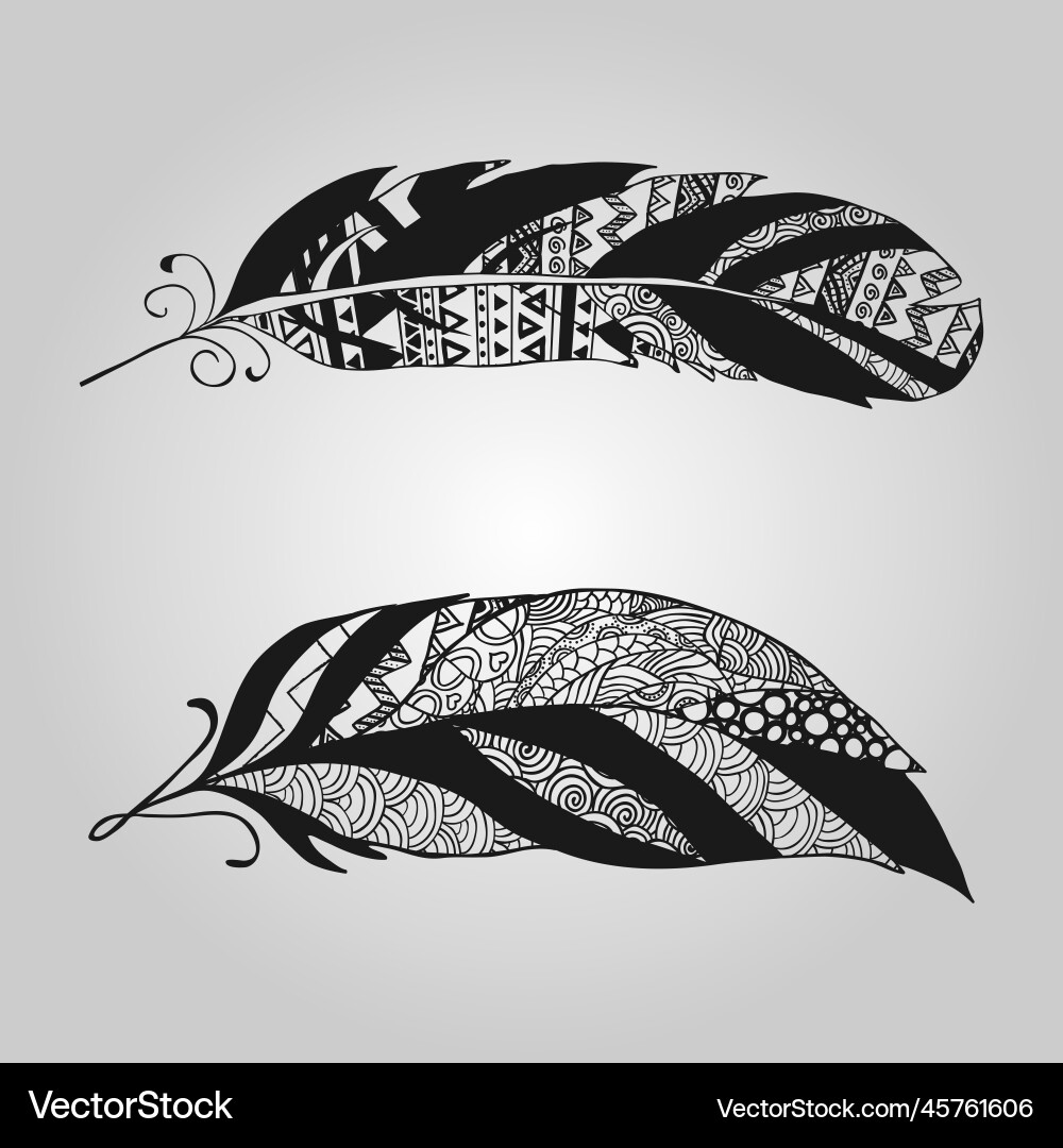 Feathers set in a flat style Feathers set in a flat style vector image