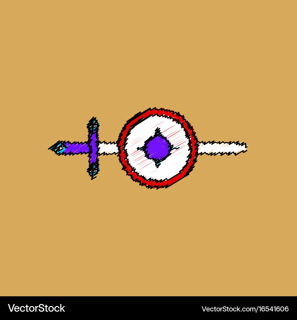 Flat shading style icon sword and shield vector image