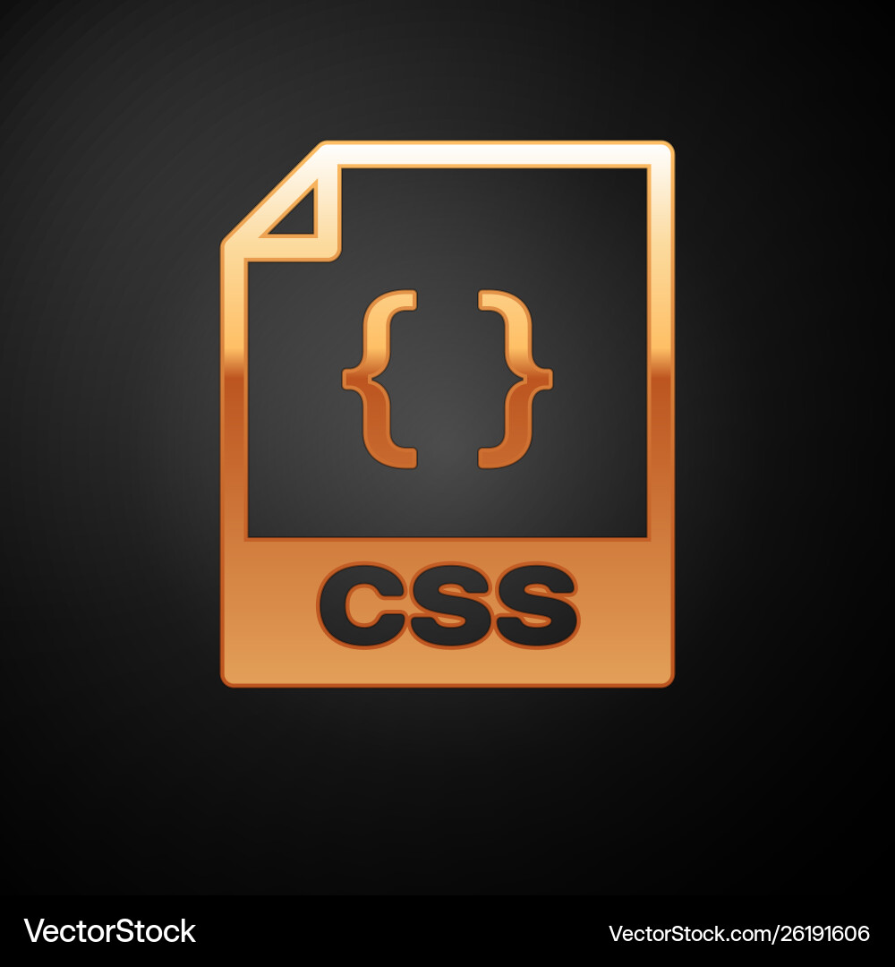 Gold css file document icon download button vector image