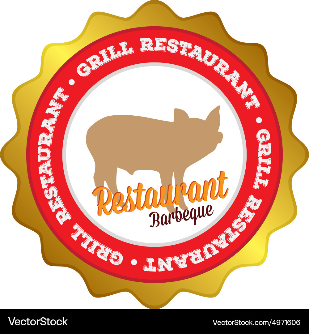 Isolated label with text and barbecue elements Vector Image