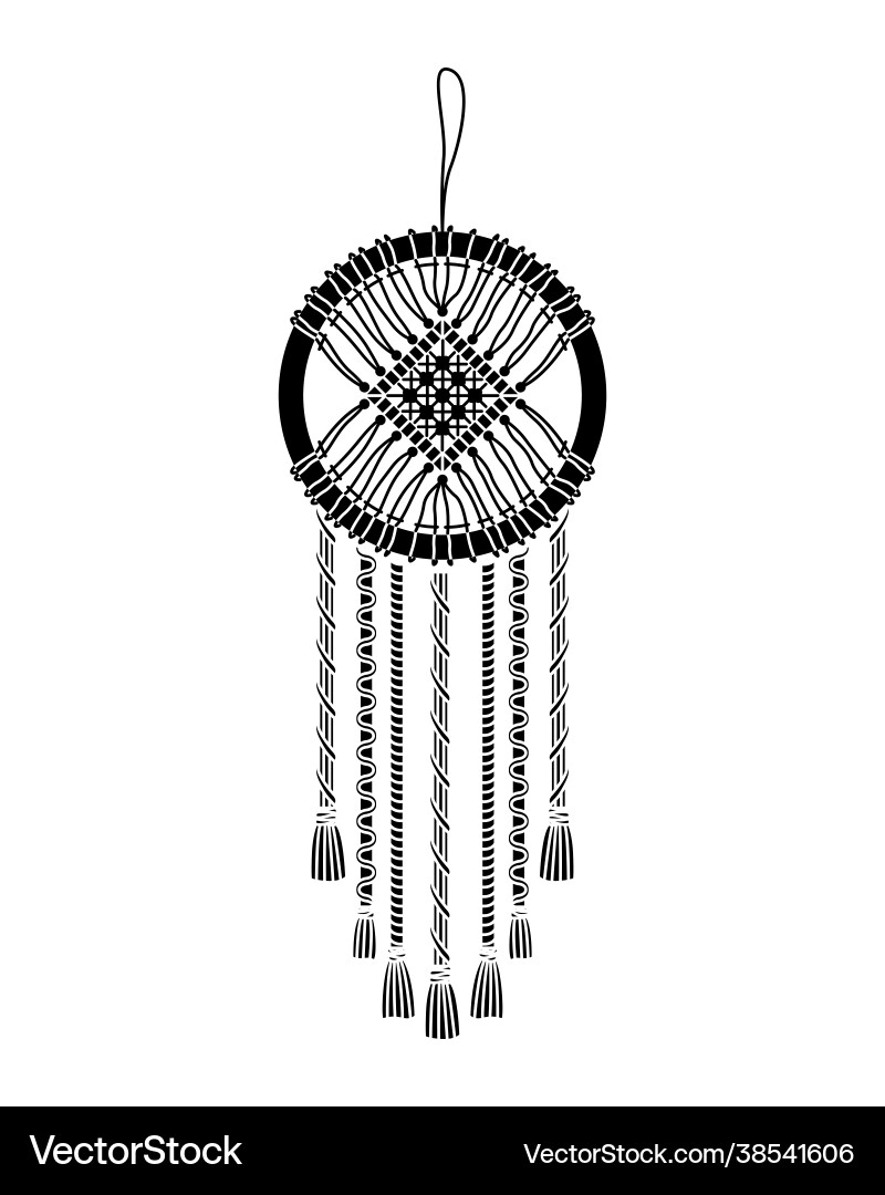 Macrame mural in boho style simple Macrame mural in boho style simple Vector Image