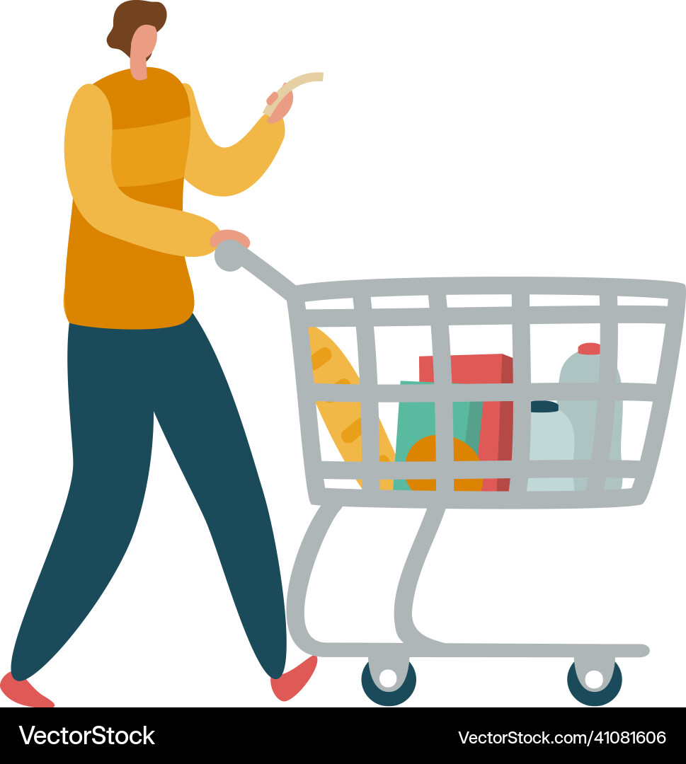 Man Shopping with List vector image