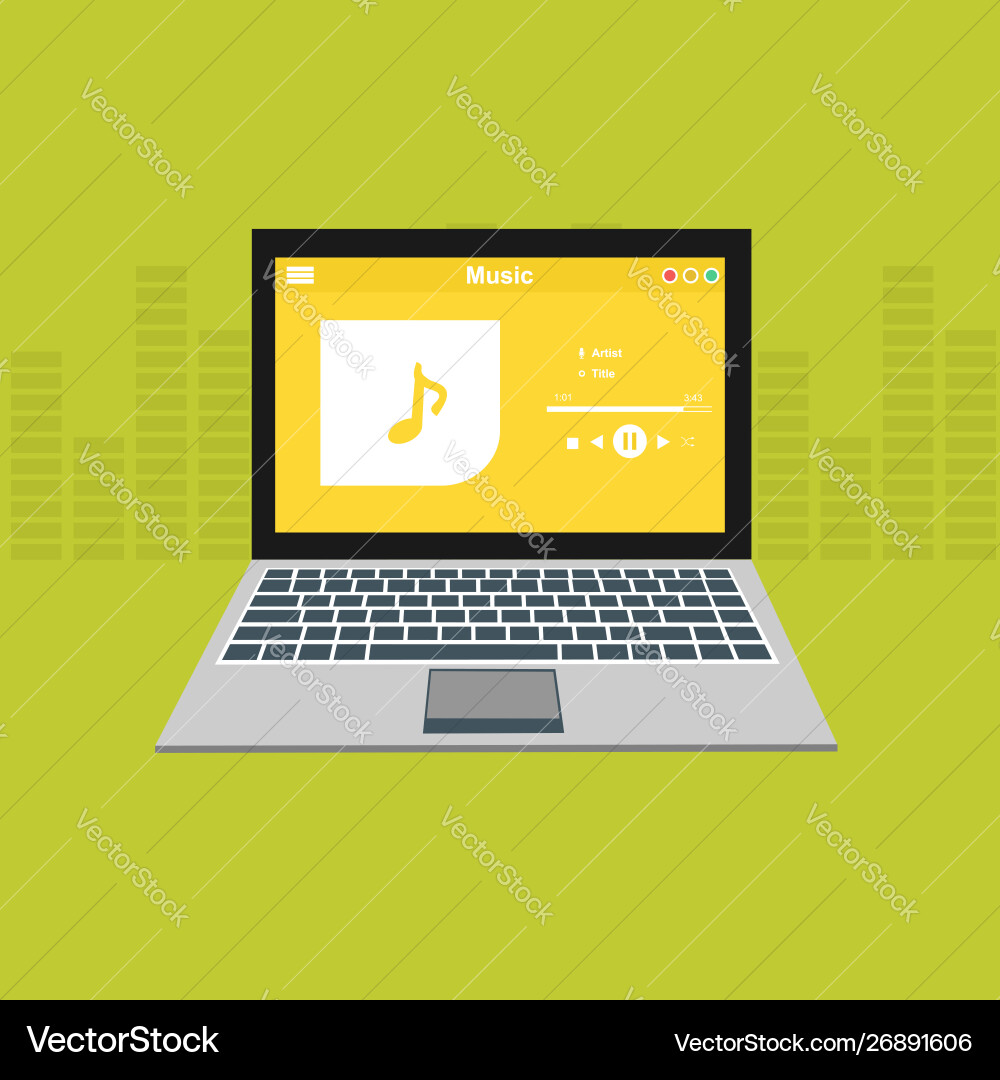 Media player application app template with flat Media player application app template with flat vector image